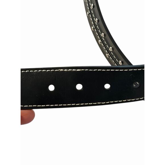 Michael Kors Astor Studded Black Leather Belt •Women XL• 552882 Silver Buckle main image 4